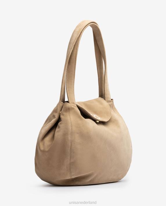 Unisa 02B01106 grote handtas gemaakt van suède vrouwen beige
