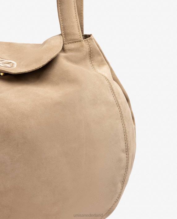 Unisa 02B01106 grote handtas gemaakt van suède vrouwen beige