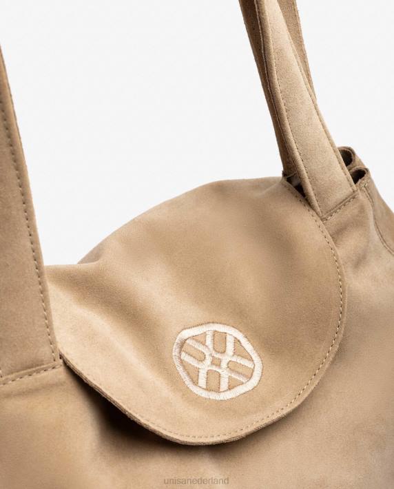 Unisa 02B01106 grote handtas gemaakt van suède vrouwen beige