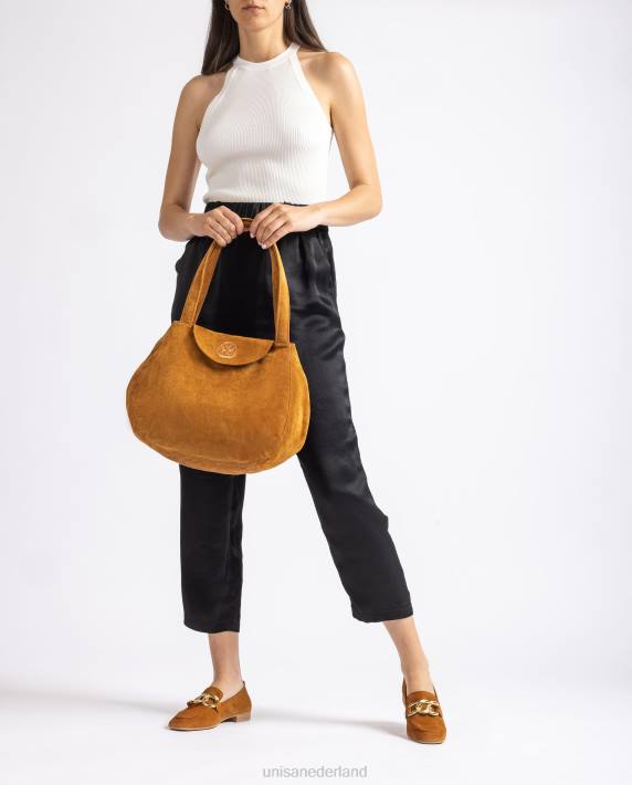 Unisa 02B01107 grote handtas gemaakt van suède vrouwen bruin