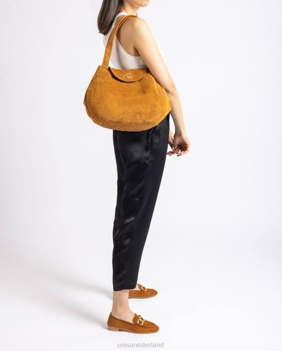 Unisa 02B01107 grote handtas gemaakt van suède vrouwen bruin