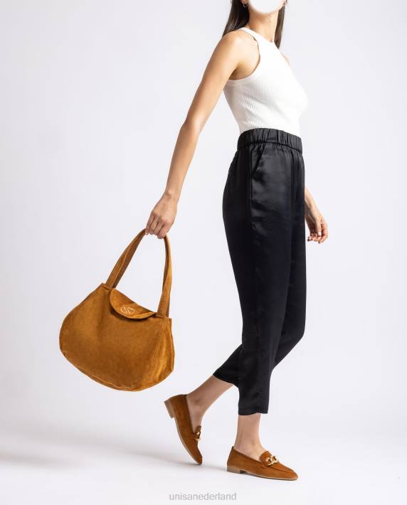 Unisa 02B01107 grote handtas gemaakt van suède vrouwen bruin