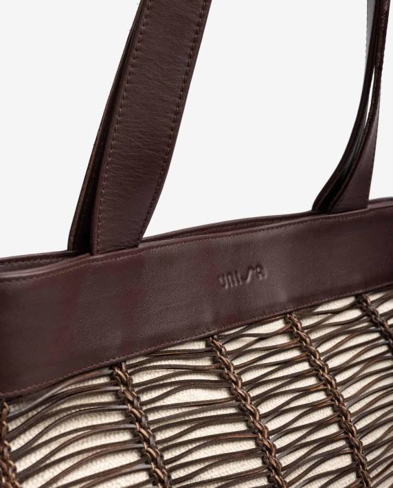 Unisa 02B01108 grote handtas gemaakt van stof en leer vrouwen bruin