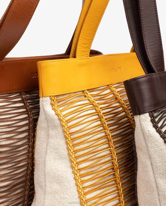 Unisa 02B01108 grote handtas gemaakt van stof en leer vrouwen bruin