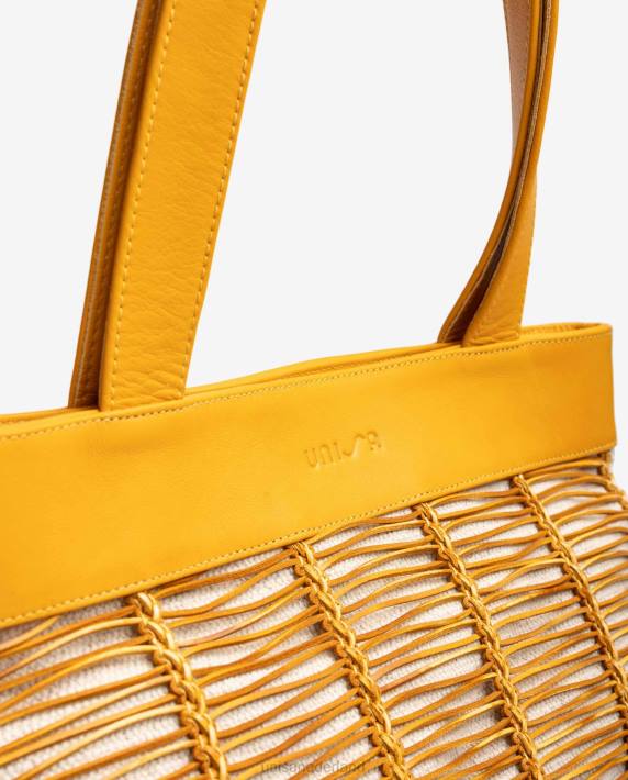 Unisa 02B01109 grote handtas gemaakt van stof en leer vrouwen geel