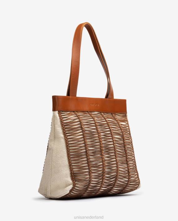 Unisa 02B01110 grote handtas gemaakt van stof en leer vrouwen bruin