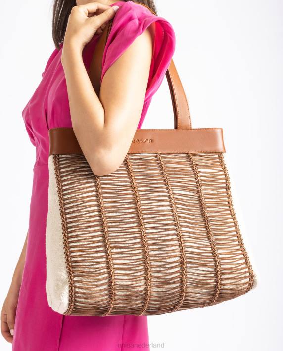 Unisa 02B01110 grote handtas gemaakt van stof en leer vrouwen bruin