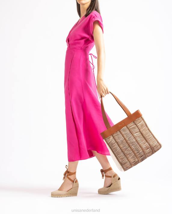 Unisa 02B01110 grote handtas gemaakt van stof en leer vrouwen bruin