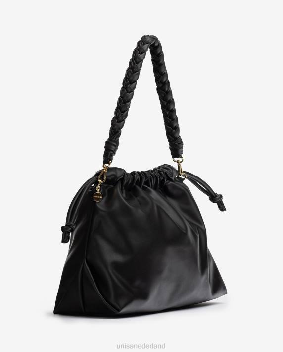 Unisa 02B01129 grote gegolfde handtas vrouwen zwart