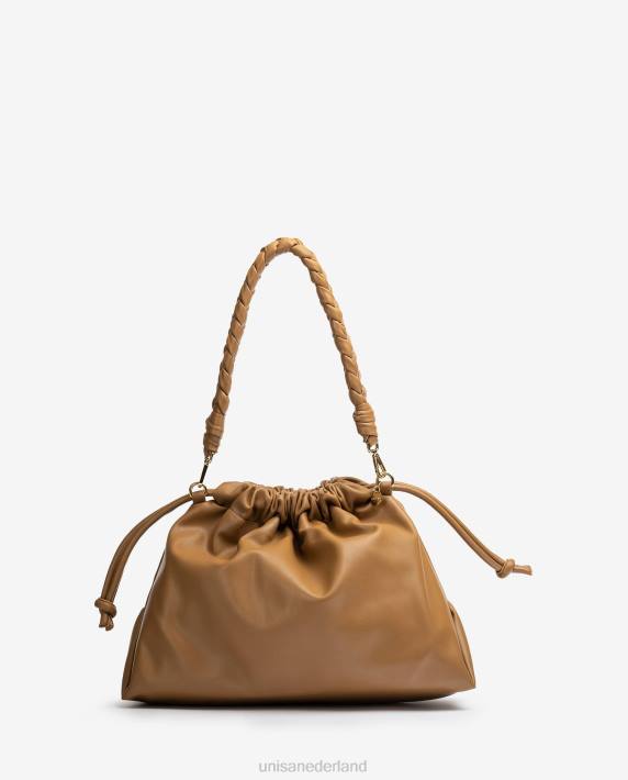 Unisa 02B01130 grote gegolfde handtas vrouwen bruin