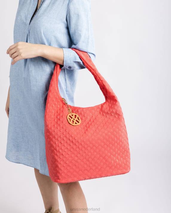 Unisa 02B01140 gewatteerde fluorescerende handtas vrouwen rood