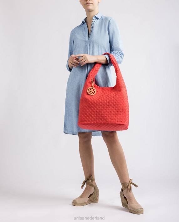 Unisa 02B01140 gewatteerde fluorescerende handtas vrouwen rood