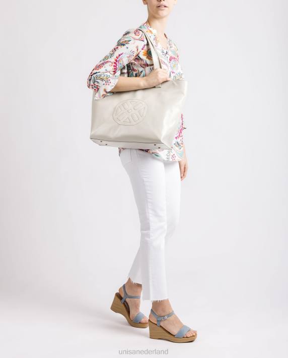 Unisa 02B01148 handtas met een monogram erop gestikt vrouwen wit