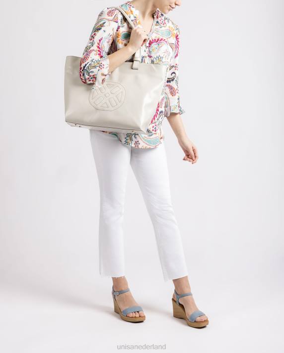Unisa 02B01148 handtas met een monogram erop gestikt vrouwen wit