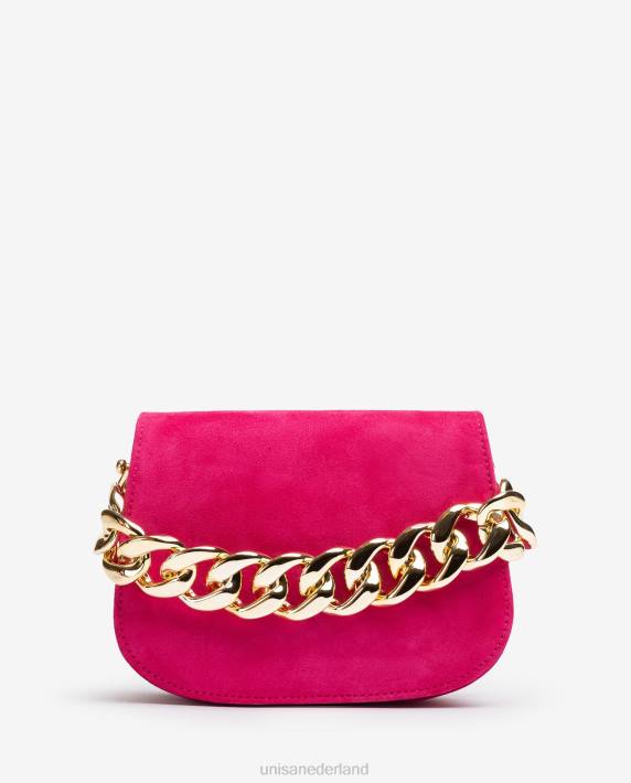 Unisa 02B01185 handtas met een gouden ketting vrouwen roze