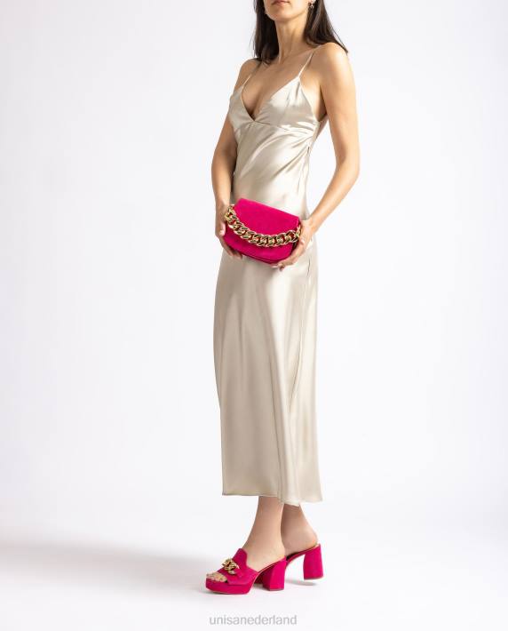 Unisa 02B01185 handtas met een gouden ketting vrouwen roze