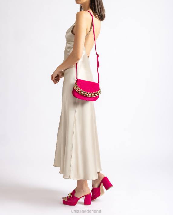 Unisa 02B01185 handtas met een gouden ketting vrouwen roze