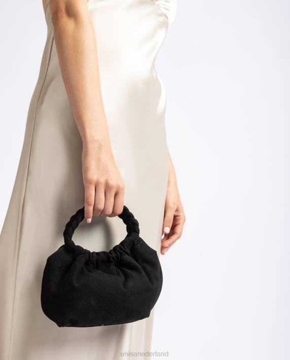 Unisa 02B01188 handtas met gevlochten hengsels vrouwen zwart