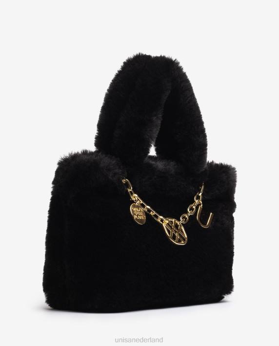 Unisa 02B01196 mini tas met versiering vrouwen zwart