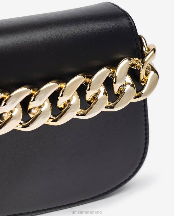 Unisa 02B01199 handtas met een gouden ketting vrouwen zwart