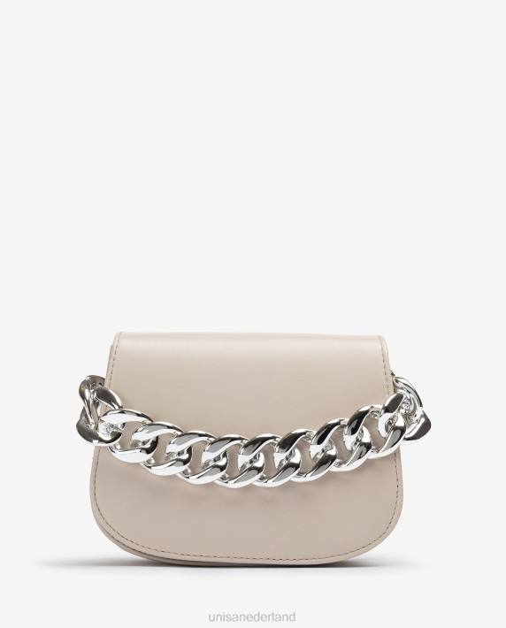 Unisa 02B01200 handtas met een gouden ketting vrouwen beige