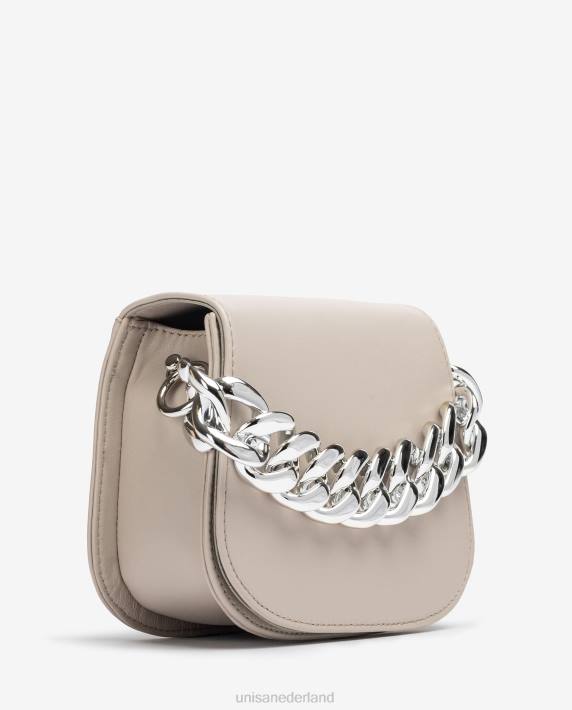 Unisa 02B01200 handtas met een gouden ketting vrouwen beige