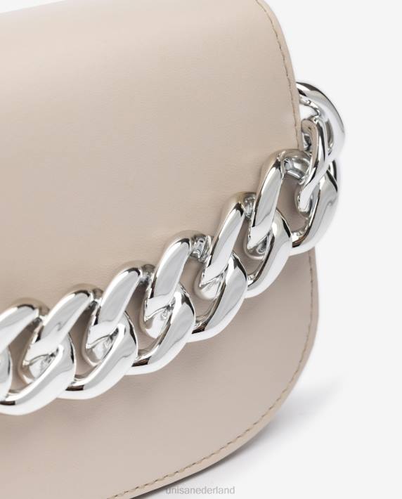 Unisa 02B01200 handtas met een gouden ketting vrouwen beige