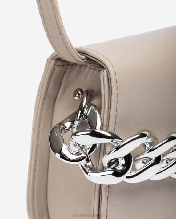 Unisa 02B01200 handtas met een gouden ketting vrouwen beige