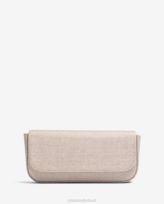 Unisa 02B01202 glanzende stoffen feesthandtas vrouwen goud