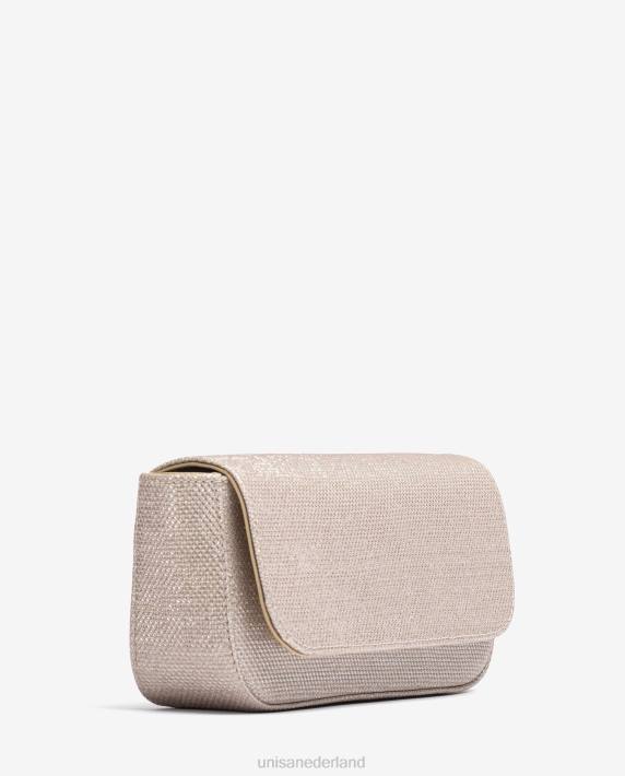 Unisa 02B01202 glanzende stoffen feesthandtas vrouwen goud