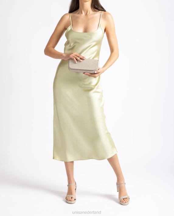 Unisa 02B01202 glanzende stoffen feesthandtas vrouwen goud