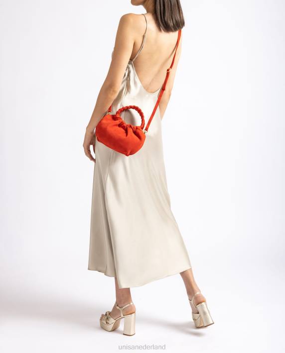 Unisa 02B01203 handtas met gevlochten hengsels vrouwen rood