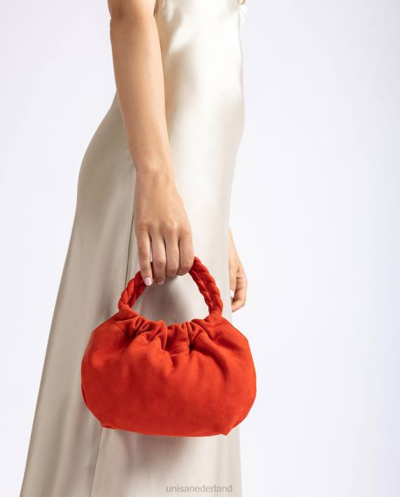 Unisa 02B01203 handtas met gevlochten hengsels vrouwen rood