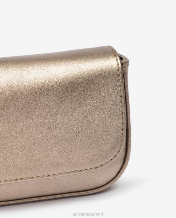 Unisa 02B01207 Feesthandtas van leer met metallic effect vrouwen bronzen