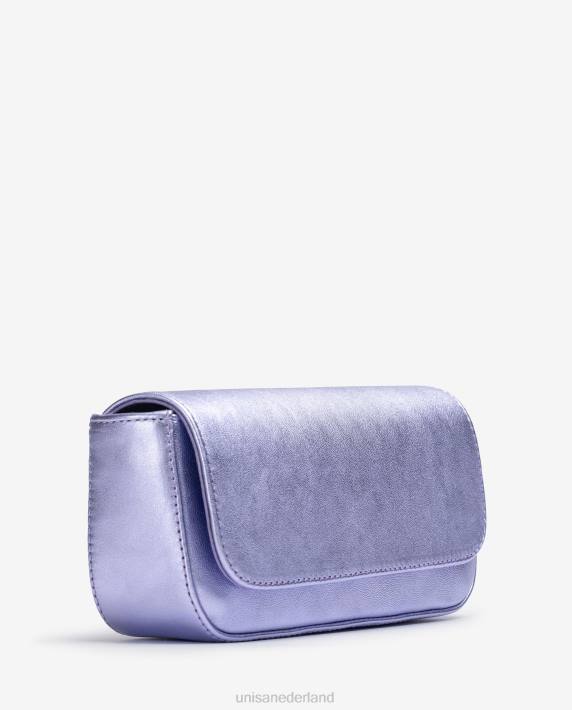 Unisa 02B01208 Feesthandtas van leer met metallic effect vrouwen lila