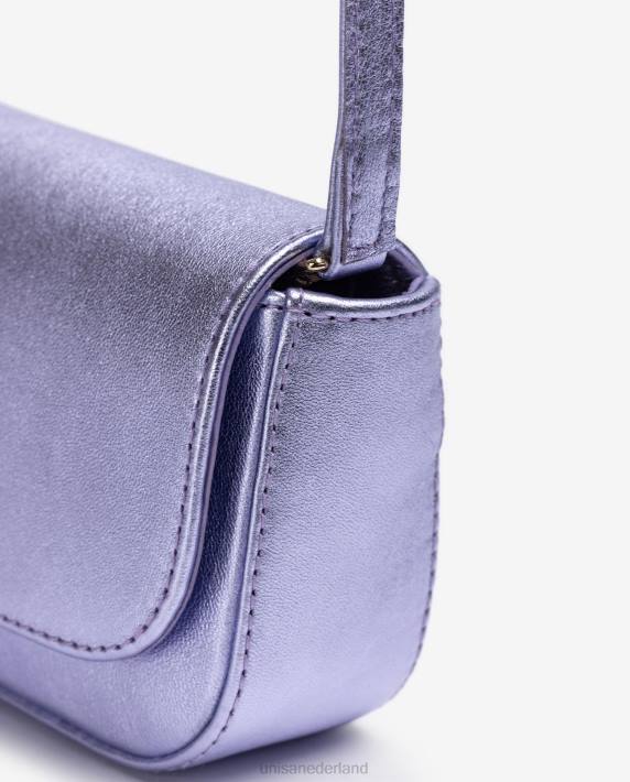 Unisa 02B01208 Feesthandtas van leer met metallic effect vrouwen lila