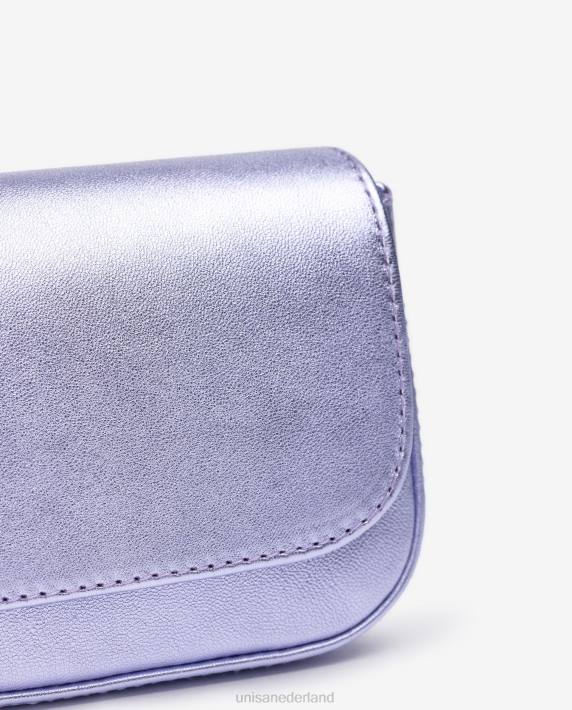 Unisa 02B01208 Feesthandtas van leer met metallic effect vrouwen lila