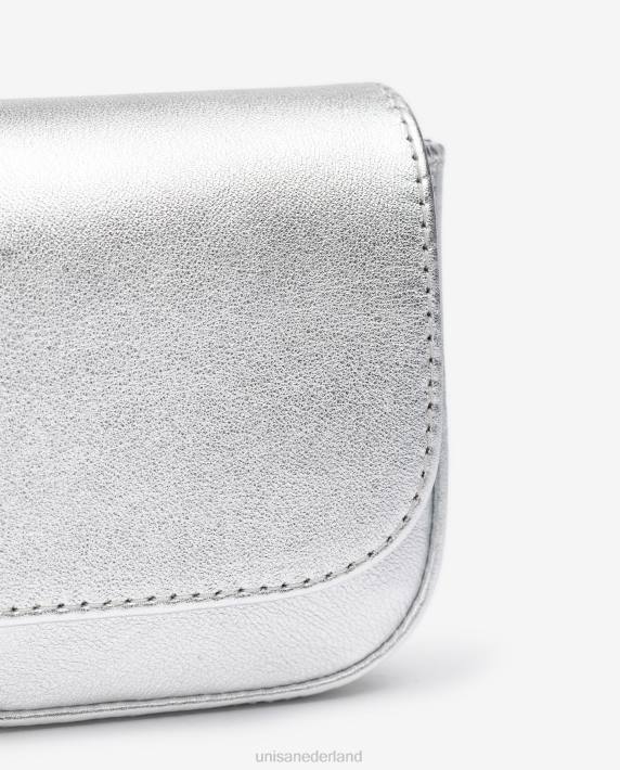 Unisa 02B01212 Feesthandtas van leer met metallic effect vrouwen zilver