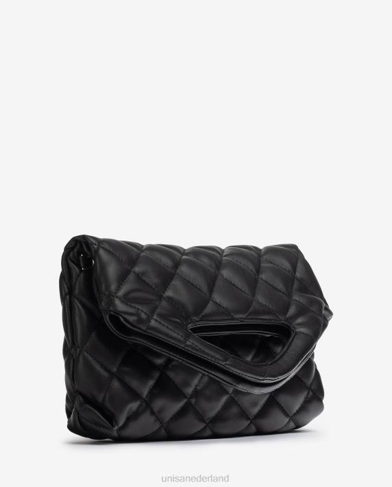 Unisa 02B01172 gewatteerde tas met gevouwen klep vrouwen zwart
