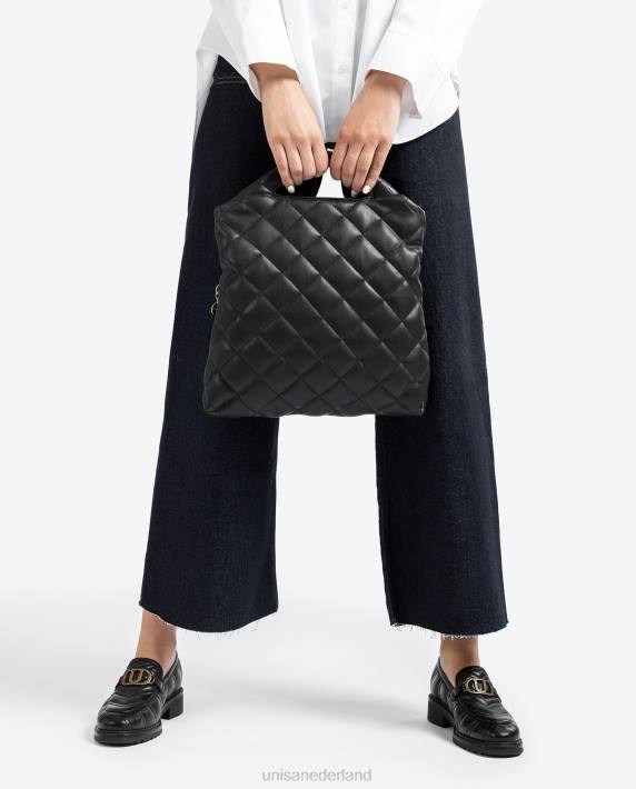 Unisa 02B01172 gewatteerde tas met gevouwen klep vrouwen zwart