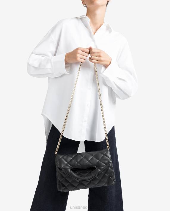 Unisa 02B01172 gewatteerde tas met gevouwen klep vrouwen zwart