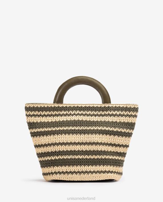 Unisa 02B01177 middelgrote raffia handtas vrouwen groente
