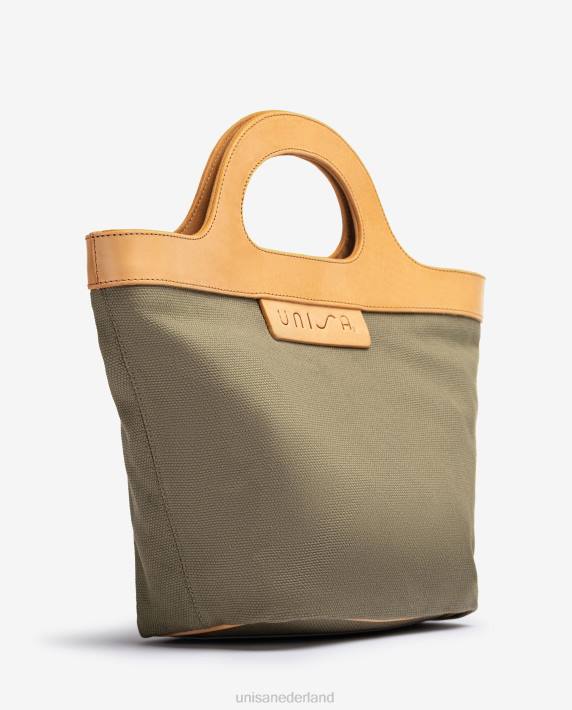 Unisa 02B01096 handtas met een stevig leren handvat vrouwen groente