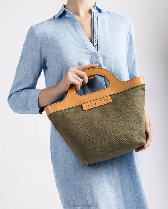 Unisa 02B01096 handtas met een stevig leren handvat vrouwen groente