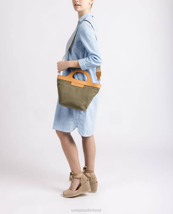 Unisa 02B01096 handtas met een stevig leren handvat vrouwen groente