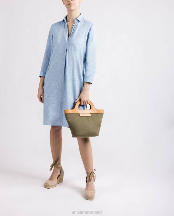 Unisa 02B01096 handtas met een stevig leren handvat vrouwen groente