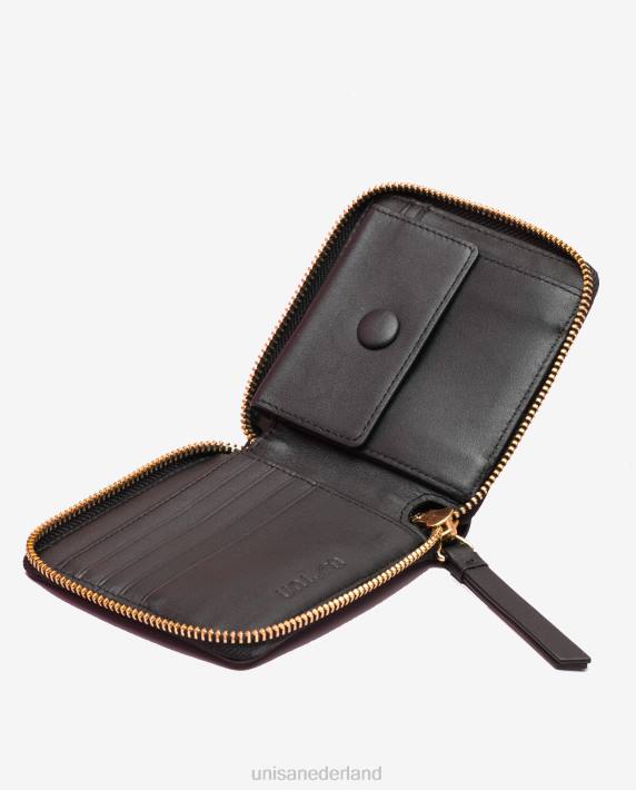 Unisa 02B01233 leren portemonnee met ritssluiting vrouwen zwart