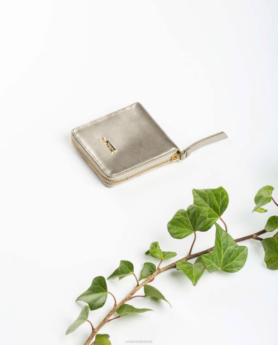 Unisa 02B01234 leren portemonnee met ritssluiting vrouwen goud