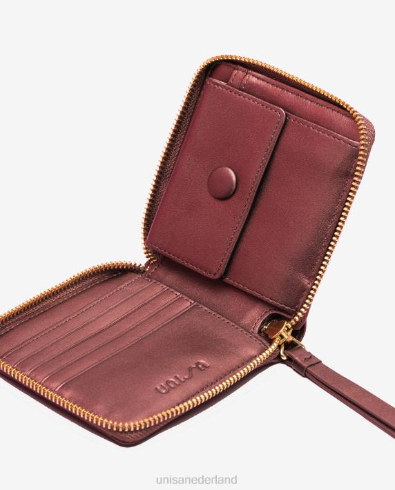 Unisa 02B01235 leren portemonnee met ritssluiting vrouwen rood