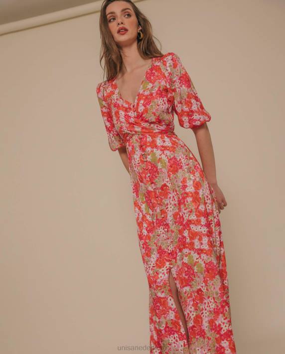 Unisa 02B01247 vloeiende midi-jurk vrouwen papaver